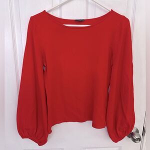 Ann Taylor Wide Neck Line Long Balloon Sleeve Salmon Colored Top Size Medium